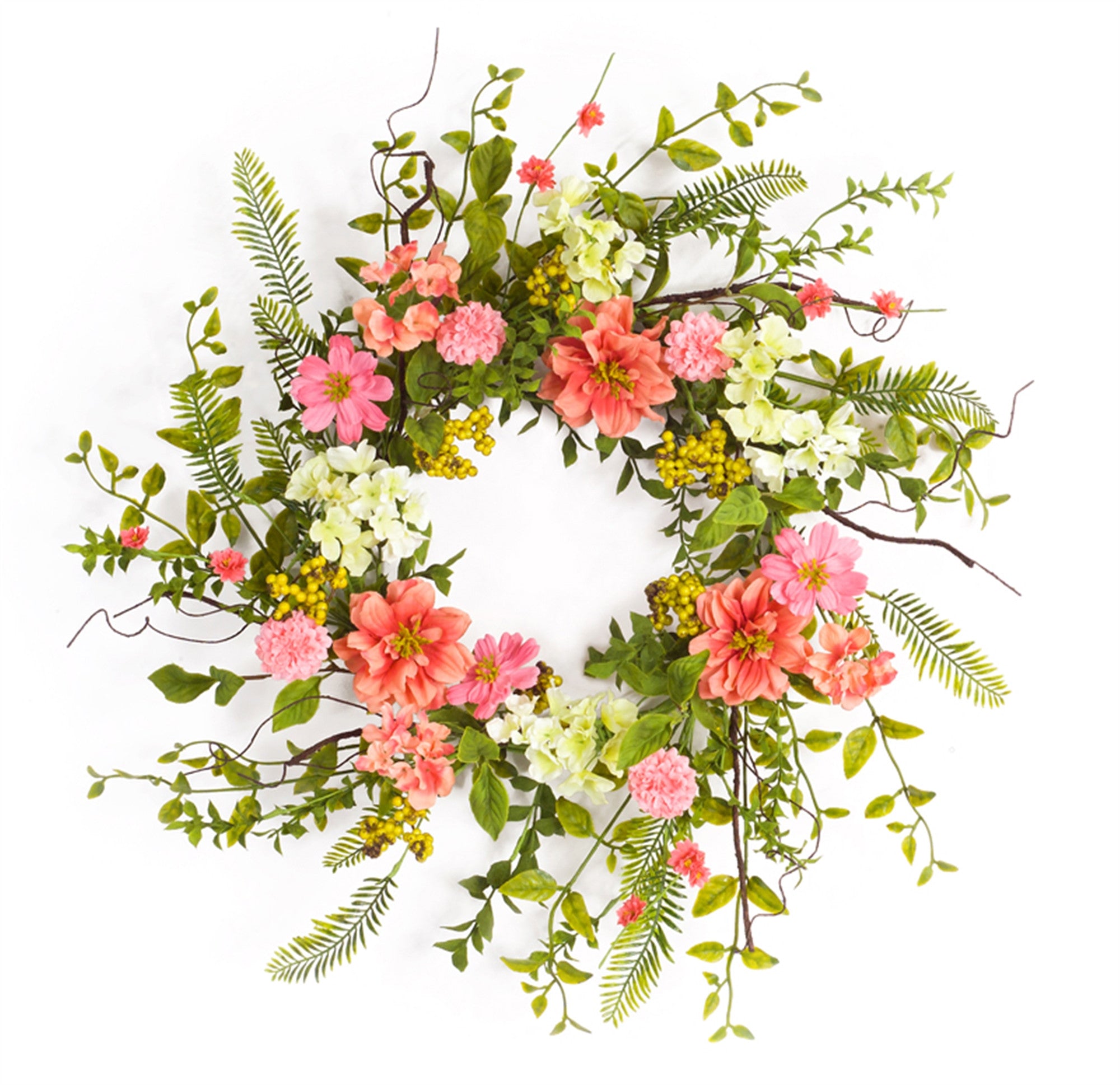 Pink and Green Spring Berry Artificial Wreath 27"