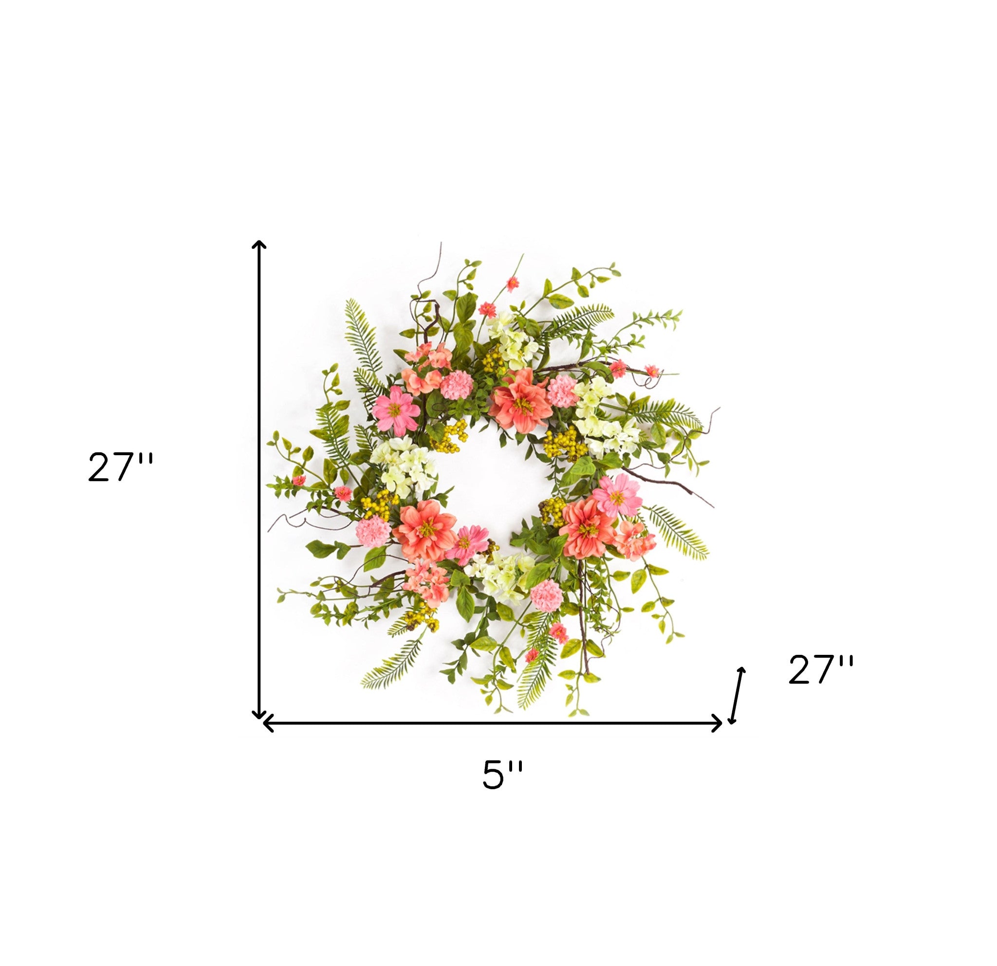 Pink and Green Spring Berry Artificial Wreath 27"