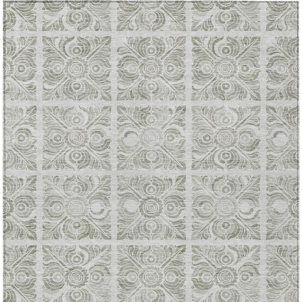 5' X 8' Taupe Beige And Tan Medallion Washable Indoor Outdoor Area Rug