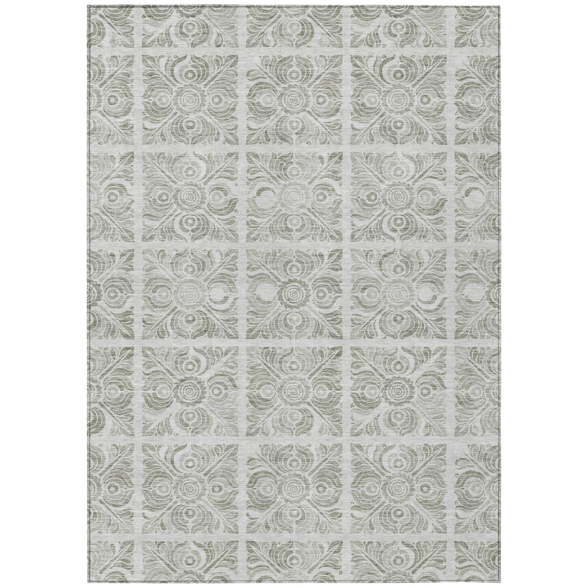 5' X 8' Taupe Beige And Tan Medallion Washable Indoor Outdoor Area Rug