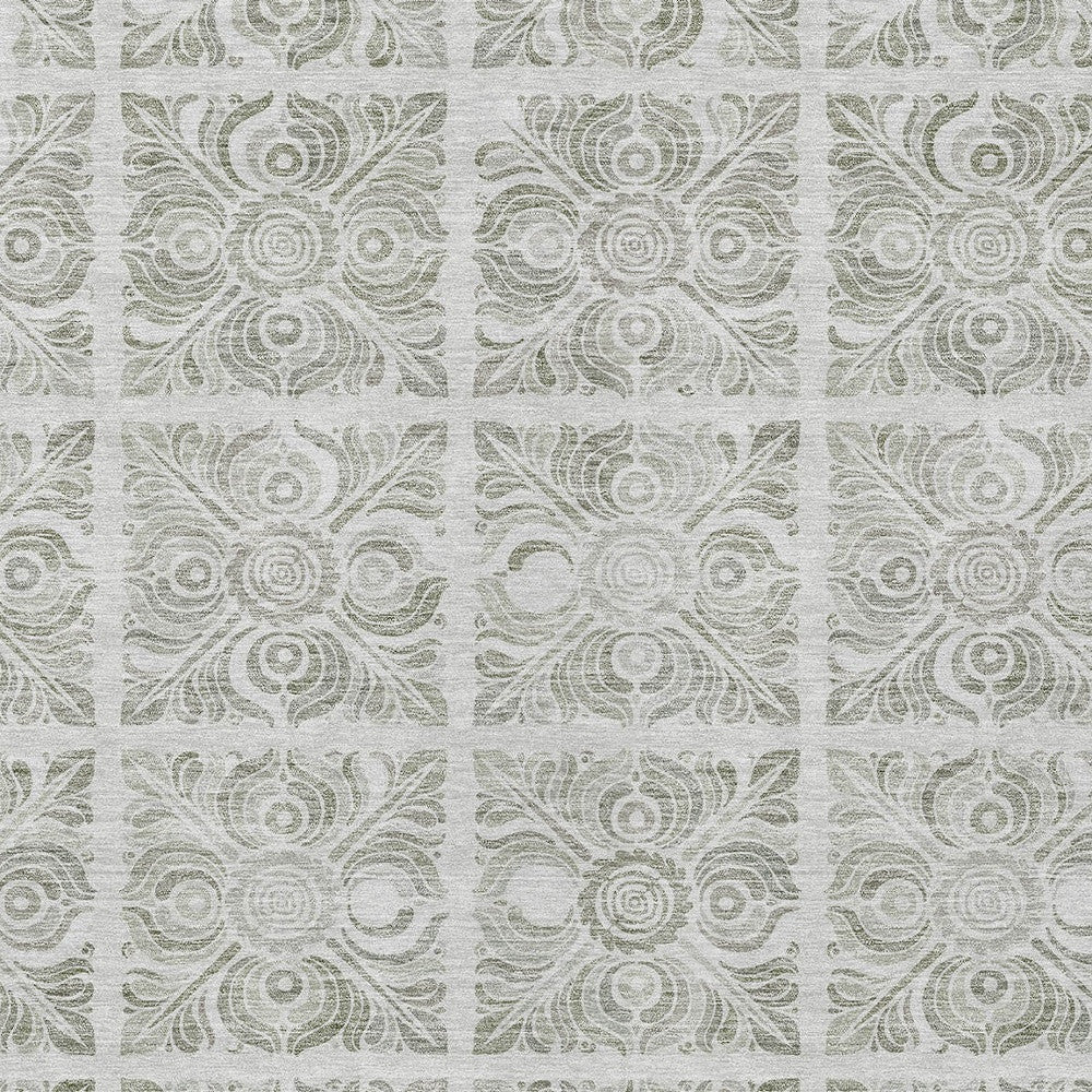 5' X 8' Taupe Beige And Tan Medallion Washable Indoor Outdoor Area Rug