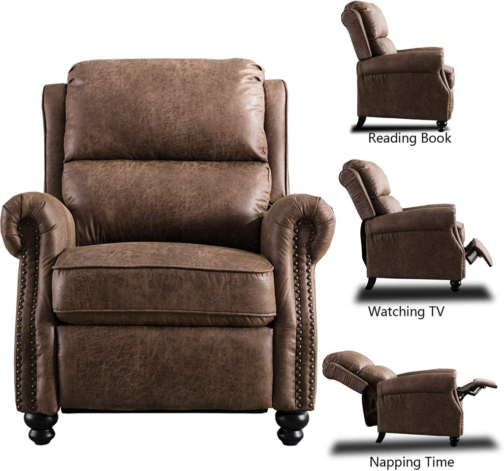 Push Back Recliner Chair – Chocolate Faux Leather