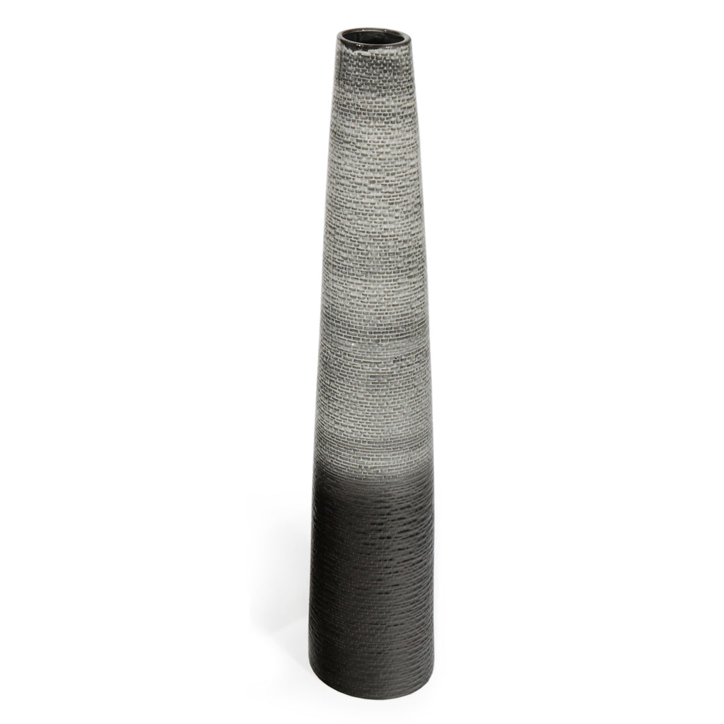 Black And Gray Ombre Tapered Ceramic Floor Vase 39"