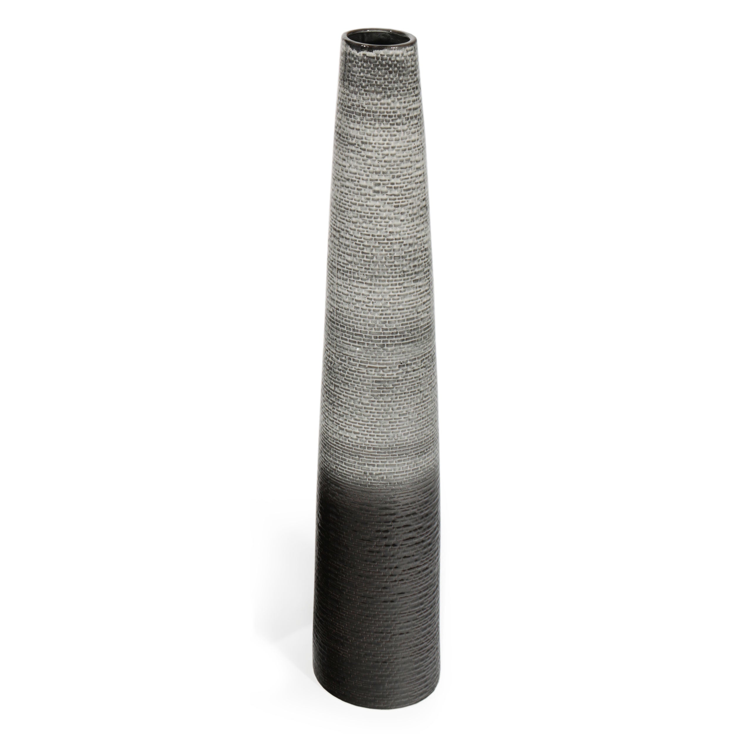 Black And Gray Ombre Tapered Ceramic Floor Vase 39"
