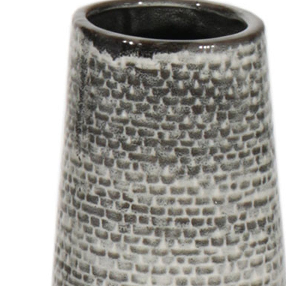 Black And Gray Ombre Tapered Ceramic Floor Vase 39"