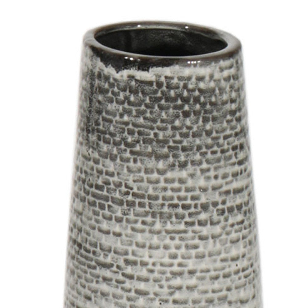 Black And Gray Ombre Tapered Ceramic Floor Vase 39"