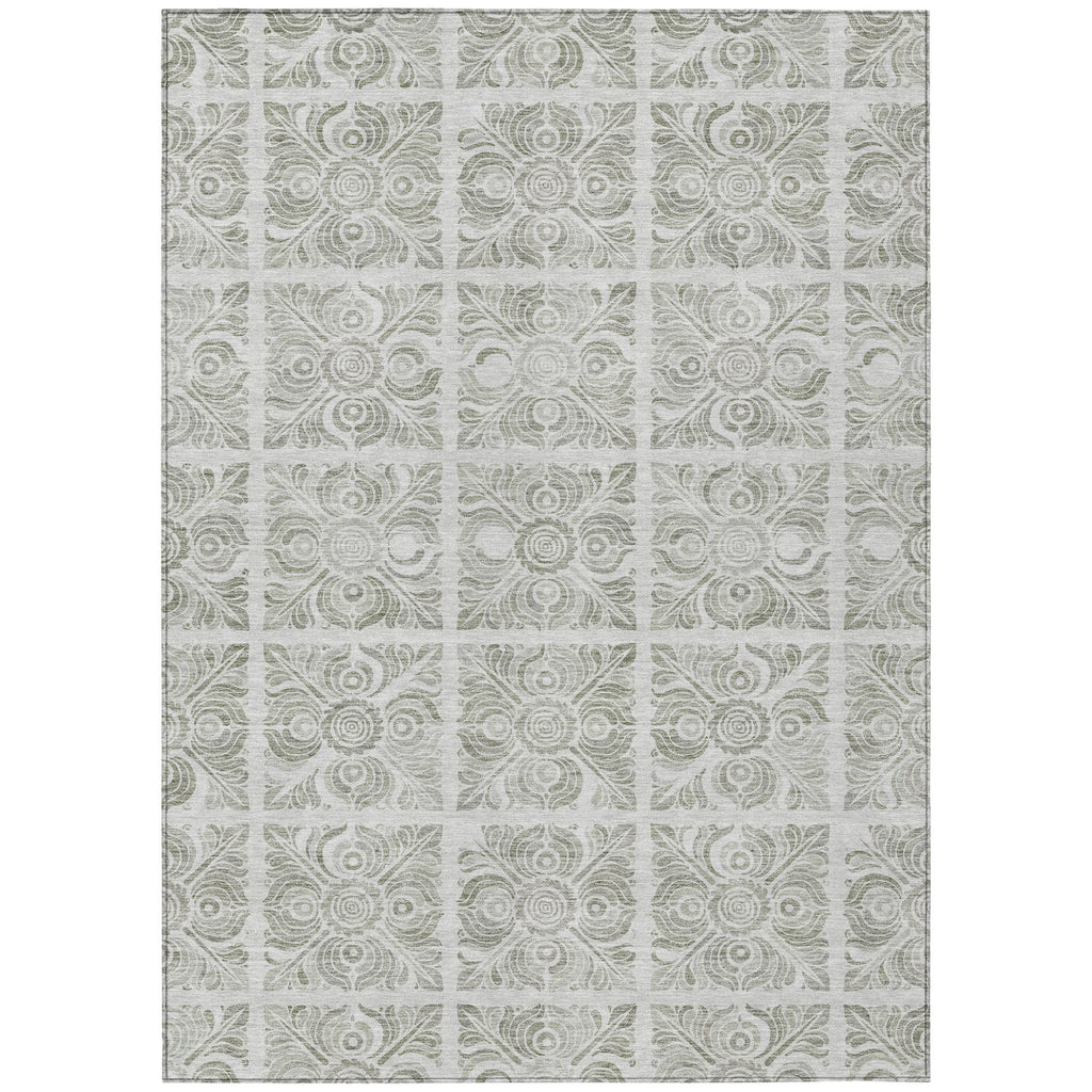 5' X 8' Taupe Beige And Tan Medallion Washable Indoor Outdoor Area Rug