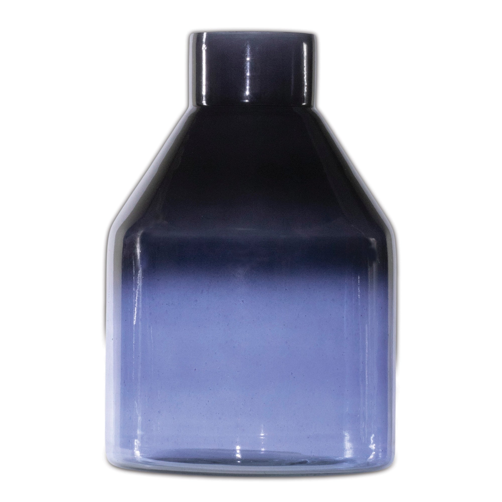 Blue Round Glass Table Vase 7"