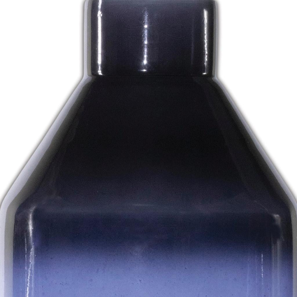 Blue Round Glass Table Vase 7"