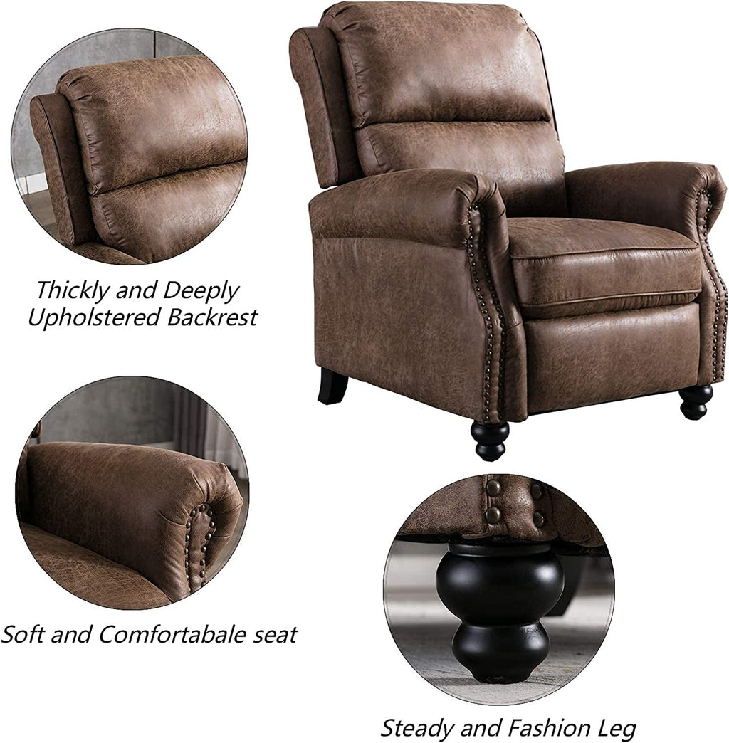Push Back Recliner Chair – Chocolate Faux Leather