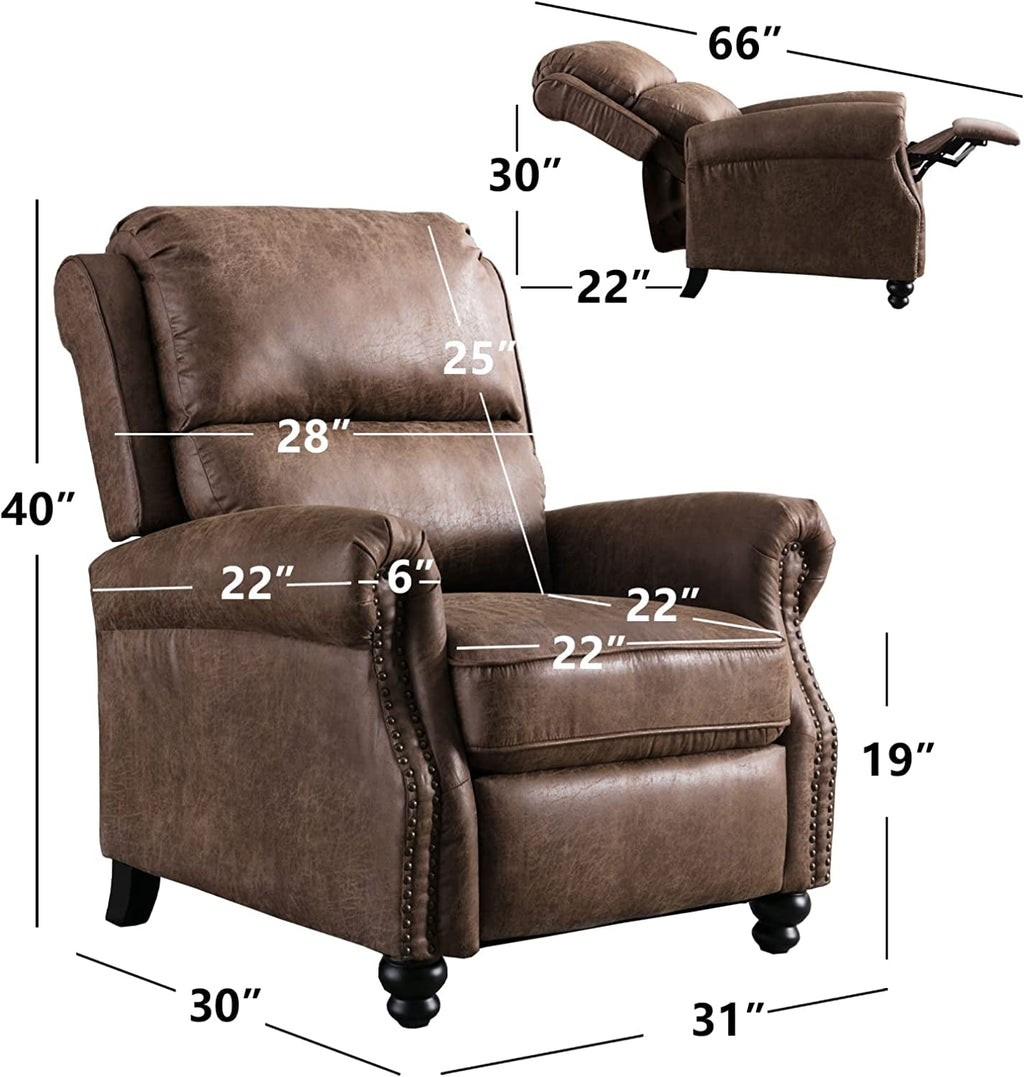 Push Back Recliner Chair – Chocolate Faux Leather